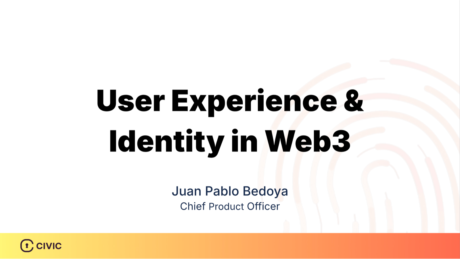 User Experience & Identity in Web3, first slide